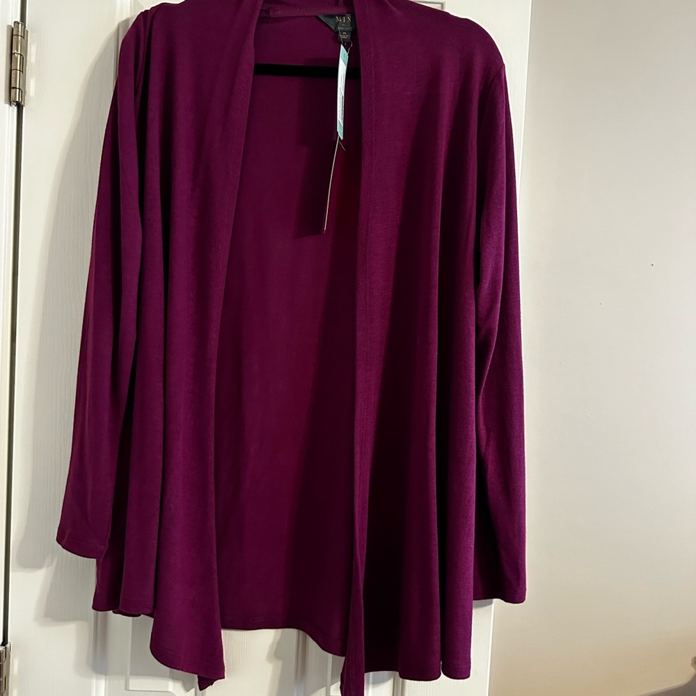 Women's Burgundy Open Front Cardigan